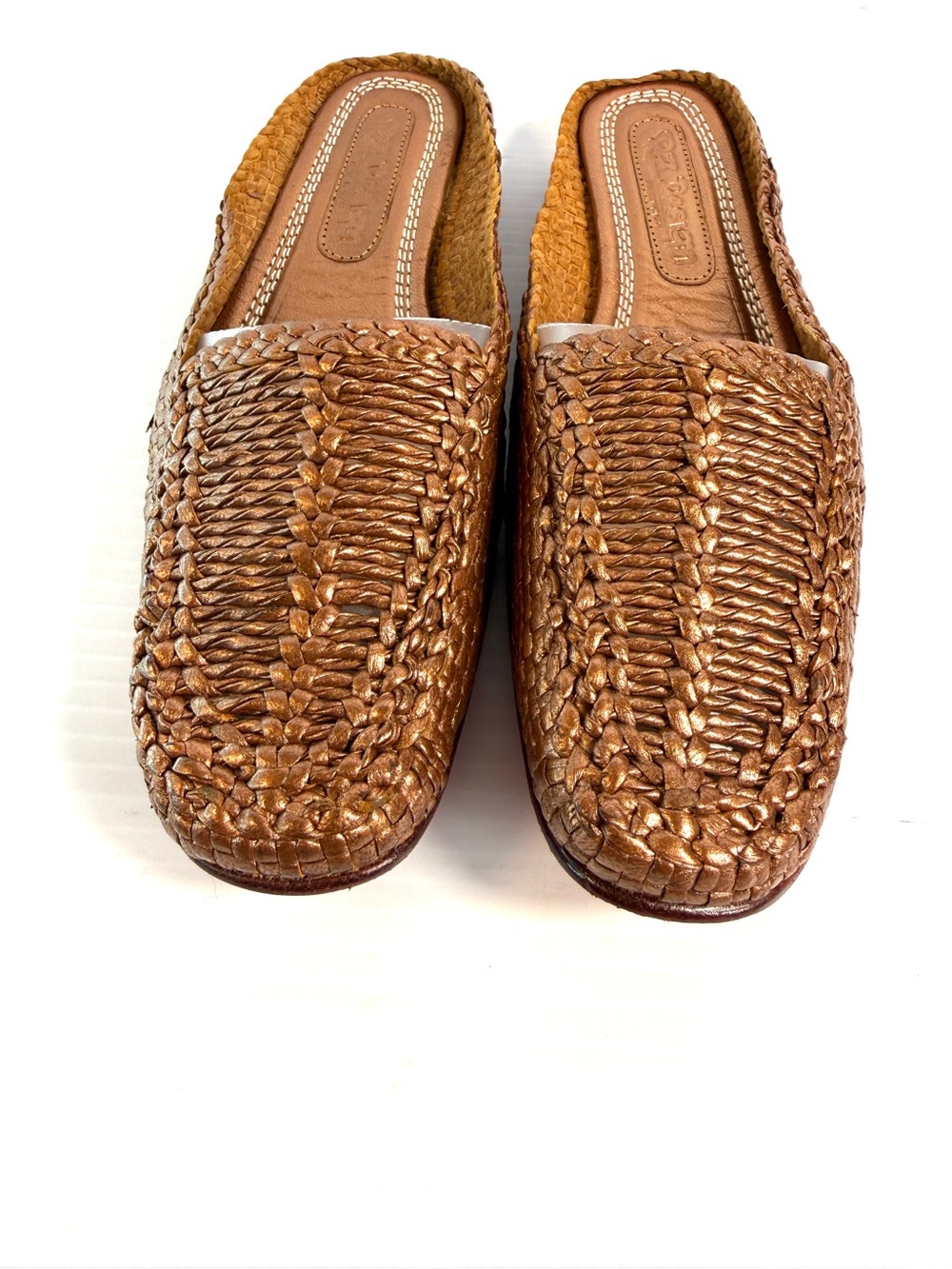 Woven Slide Mules in Brown Copper Women's Slip-On Clogs